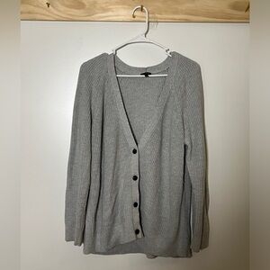 Talbots Knit Cardigan V-neck Button Gray Women Size 1X Cozy